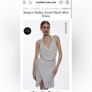 NWT Karen Millen White Sequin Dress- Sz 10